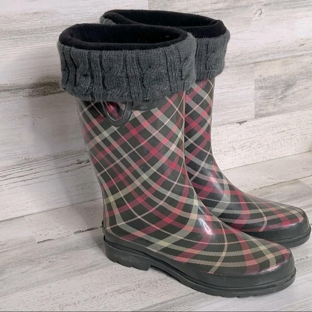 Western Chief Charcoal Villa Plaid Rain Boots - Picture 3 of 11
